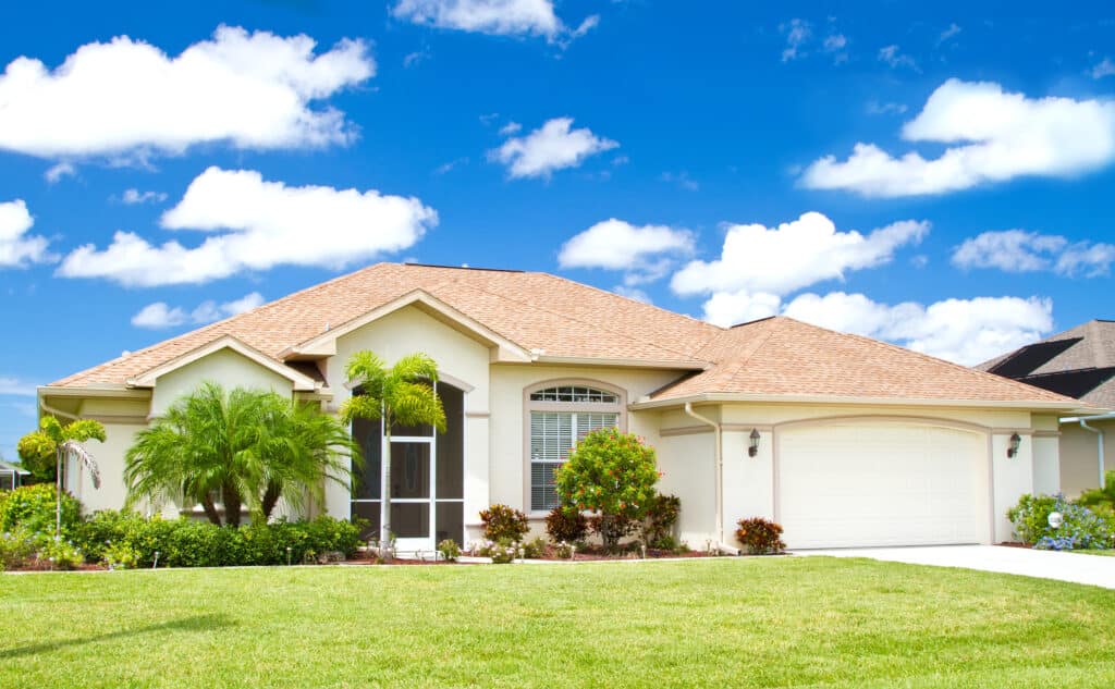 Southwest Florida concrete block and stucco home exterior