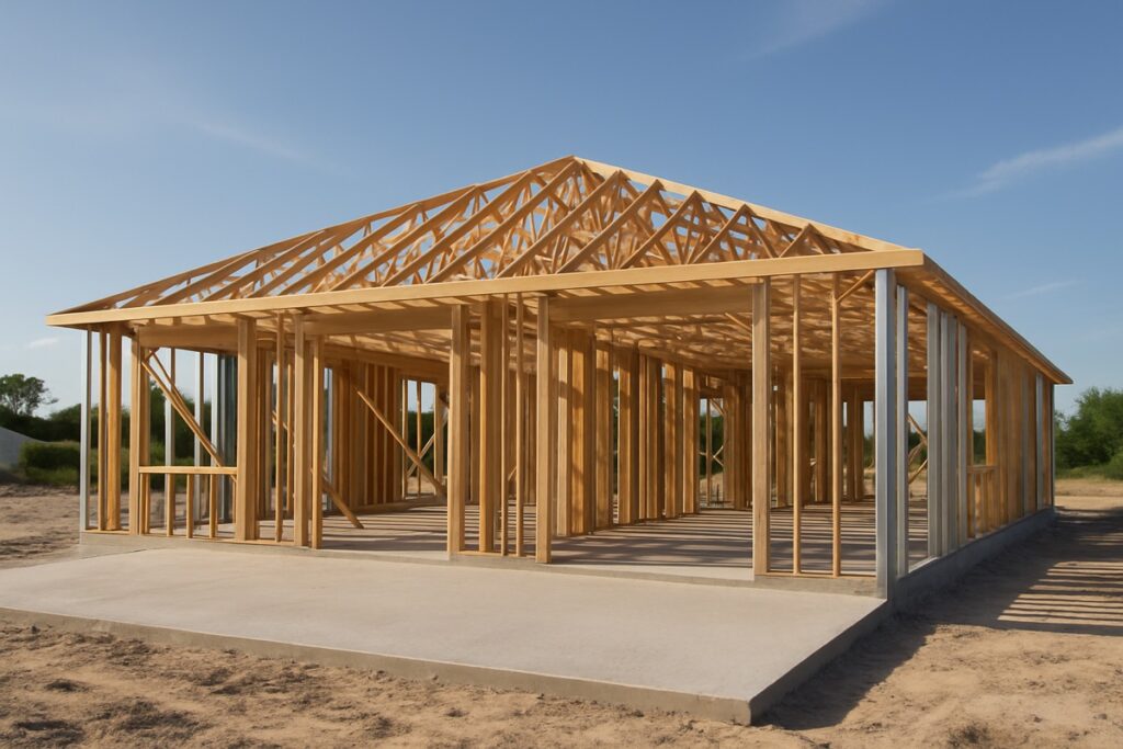 Newly framed Southwest Florida home at the preconstruction stage