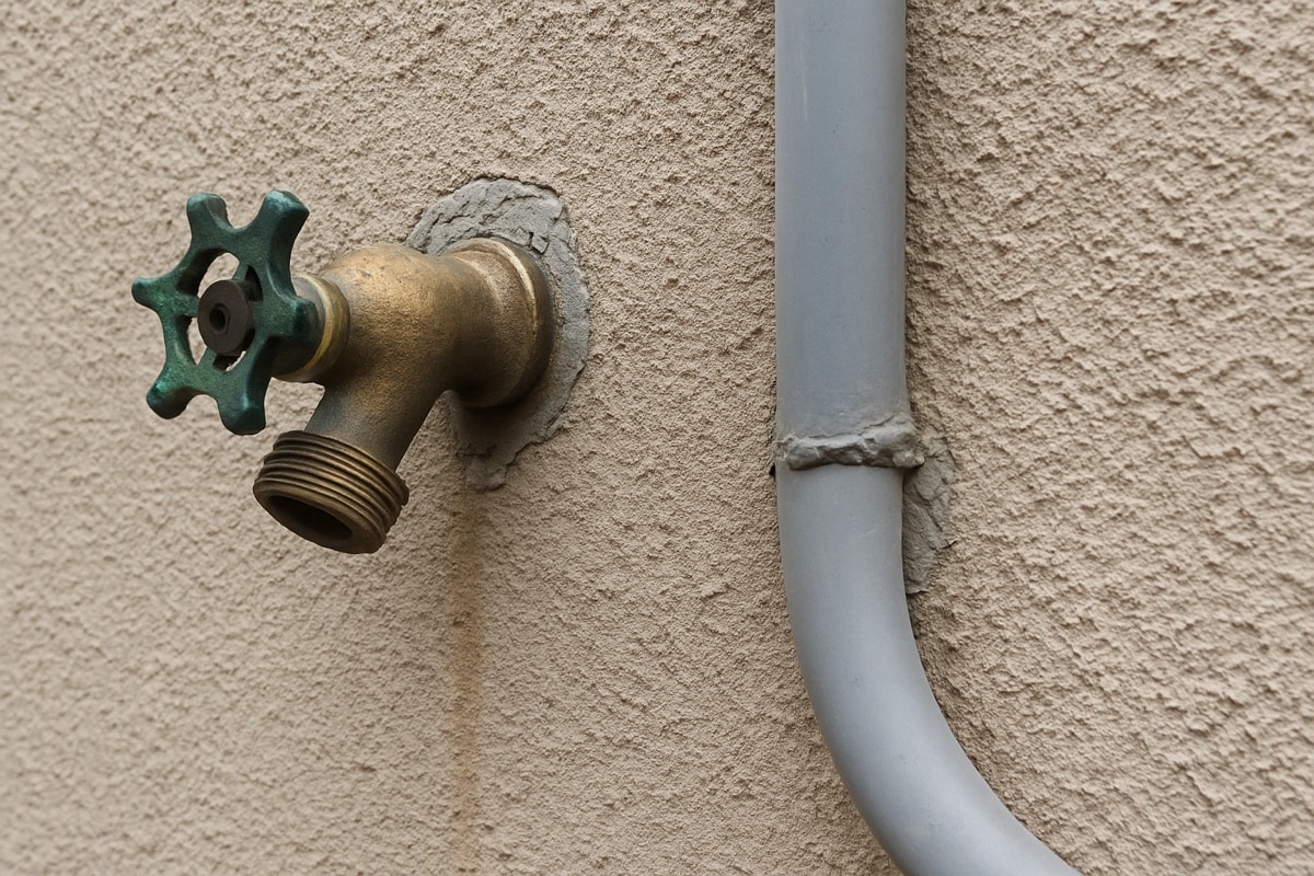 Hose bib and conduit penetrations through a stucco wall on a Southwest Florida home